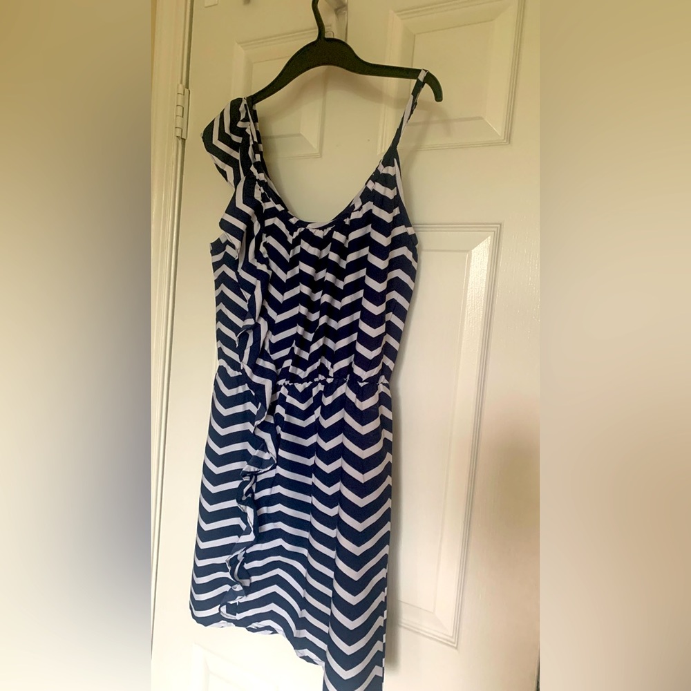 Blue and White ZigZag Party Dress